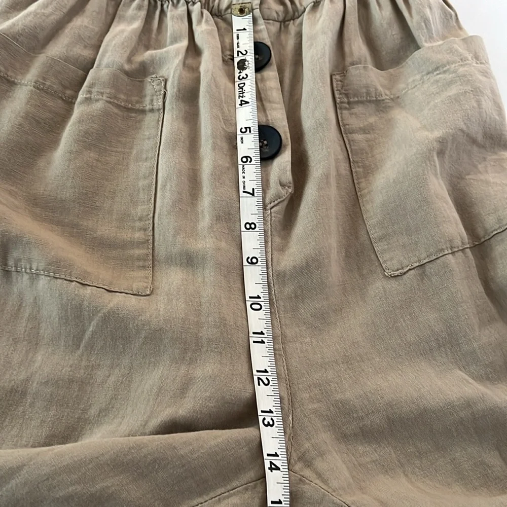 Zara Tan Linen Jumpsuit Size Large